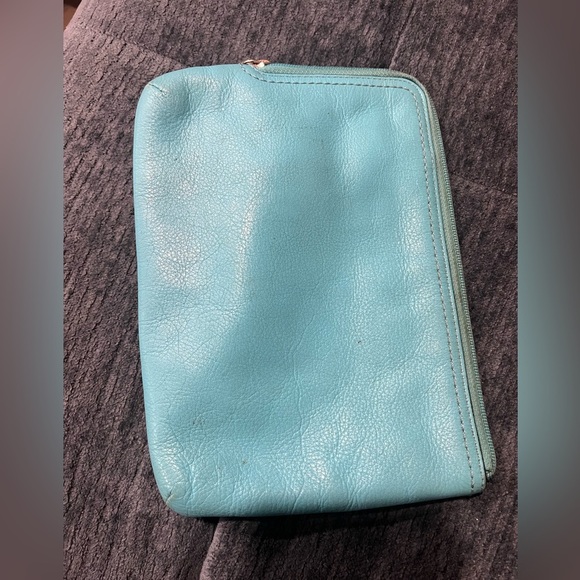 Coach Turquoise Leather Wristlet Baby Blue Super Soft Leather - Picture 2 of 7